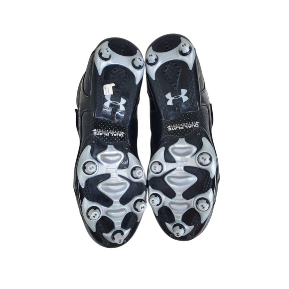 Under Armour Intensity Mid Football Cleats Men 13.5 D Black Dual Plate Tech - Picture 7 of 13